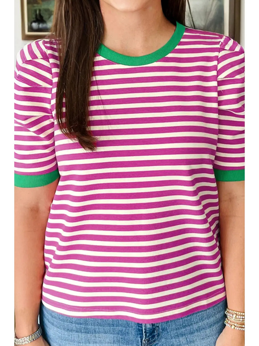 Rose and Cream Striped Top