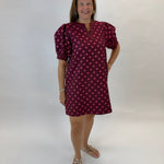 Dot and Delight Dress (Burgundy)