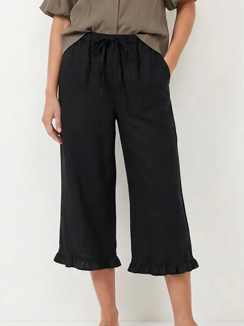 Black Ruffle Capri