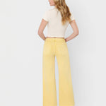 HIGH RISE BABY YELLOW COLOR CROP WIDE LEG JEANS T5894BYL