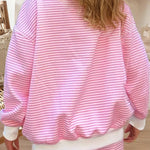 66Stripe Oversize Mock Neck Sweatshirt and Shorts Set (S-XL)