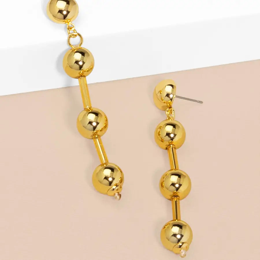 Gold Bead Drop Earrings