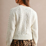 Cream Cable Bow Sweater