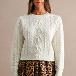 Cream Cable Bow Sweater