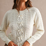 Cream Cable Bow Sweater