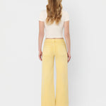 HIGH RISE BABY YELLOW COLOR CROP WIDE LEG JEANS T5894BYL