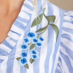 Blue Floral Stripe Shift Dress