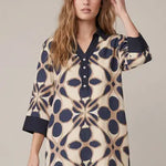 Navy Polished Print Dress