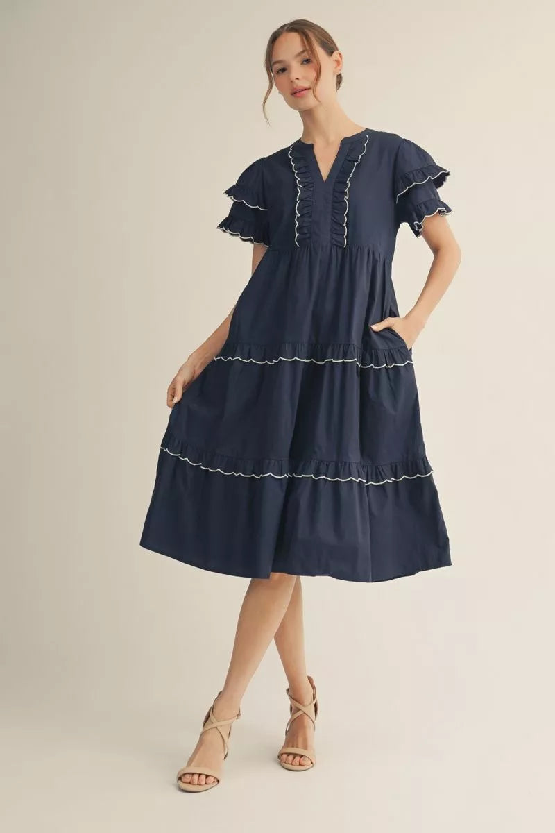 Navy Belle Midi Dress