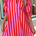 Stripe Tie Puff Sleeve Button Down Shirt SS26 | S-XL