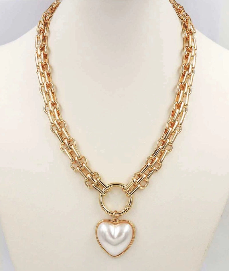 Golden Pearl Love Necklace