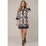 Navy Polished Print Dress