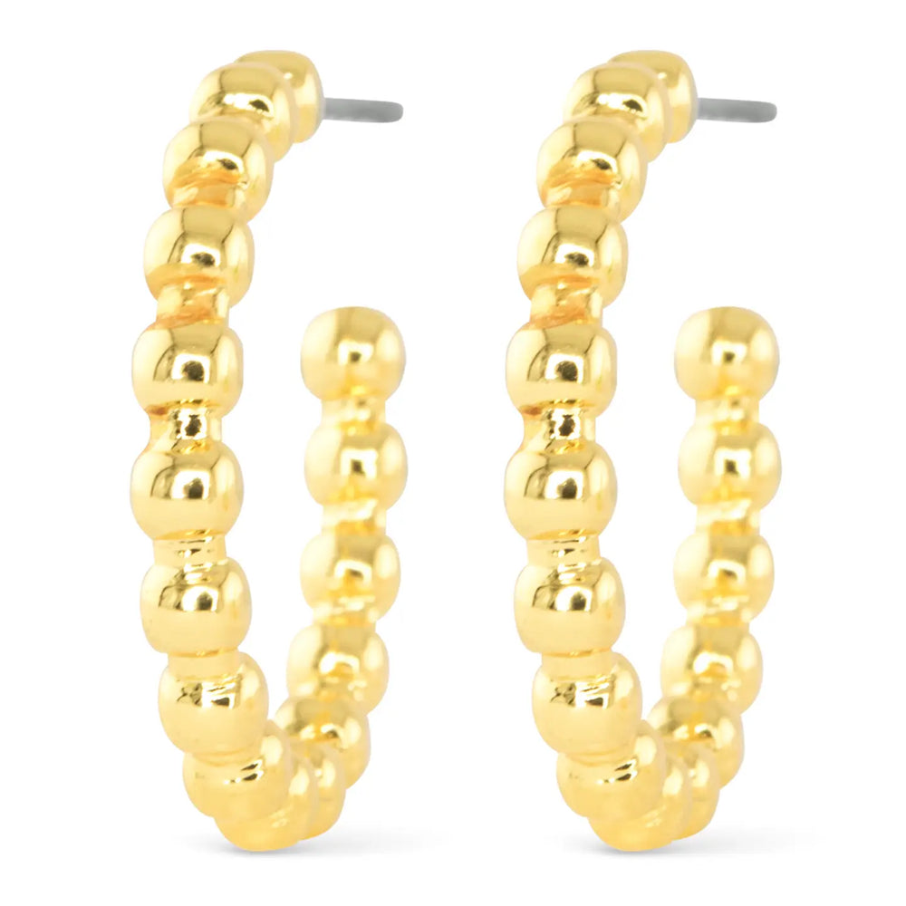 Small Gold Beaded Hoops
