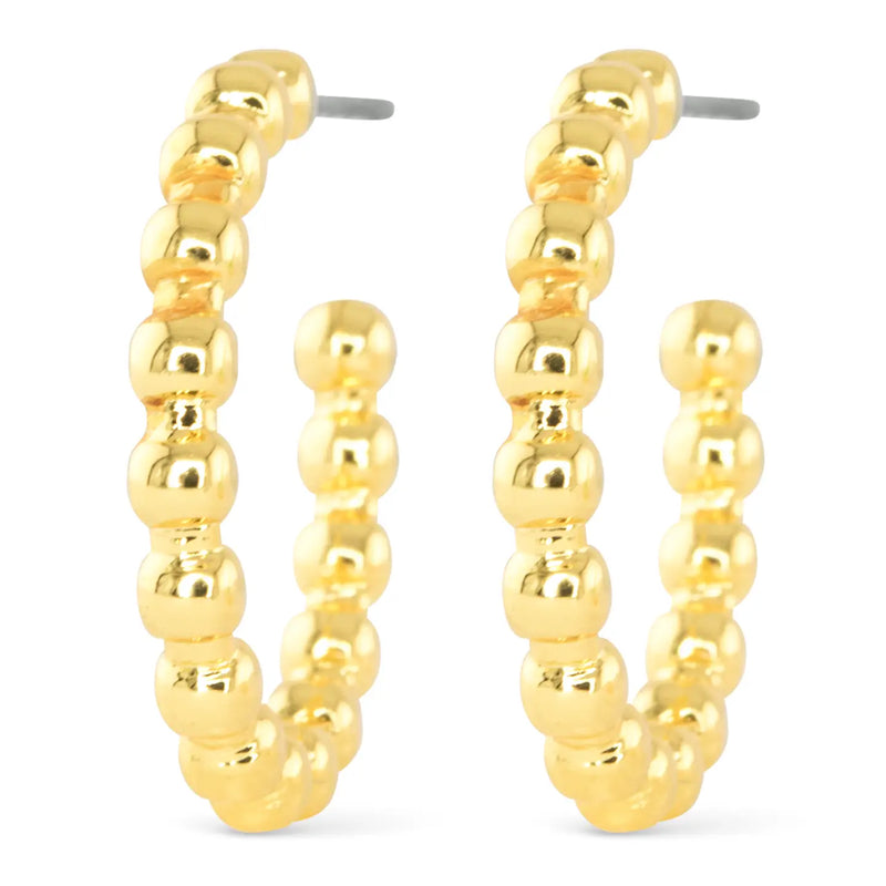 Small Gold Beaded Hoops