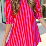 Stripe Tie Puff Sleeve Button Down Shirt SS26 | S-XL