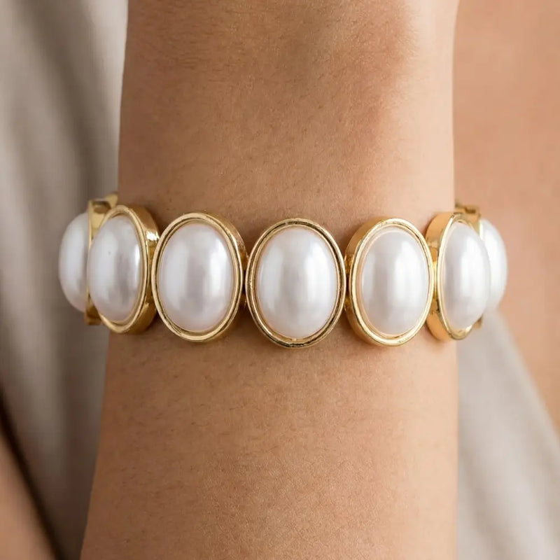 Pearl Ovals Stretch Bracelet