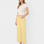 HIGH RISE BABY YELLOW COLOR CROP WIDE LEG JEANS T5894BYL