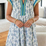 Floral Print Striped V Neck Ruffled Mini Dress S/S 26 | S-XL