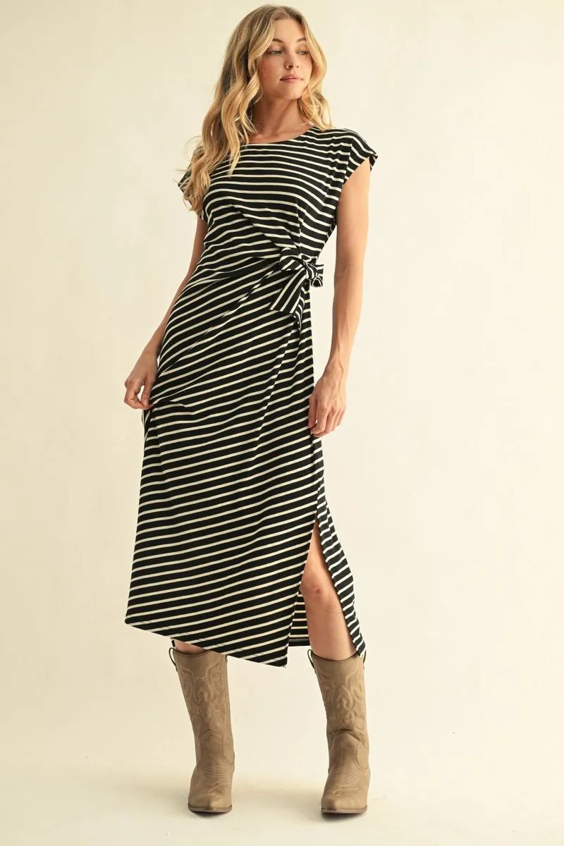 Tied in Stripes Midi Dress