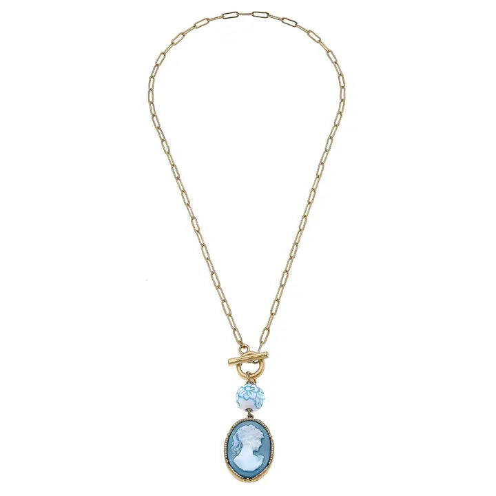 Blue Belle Cameo Necklace