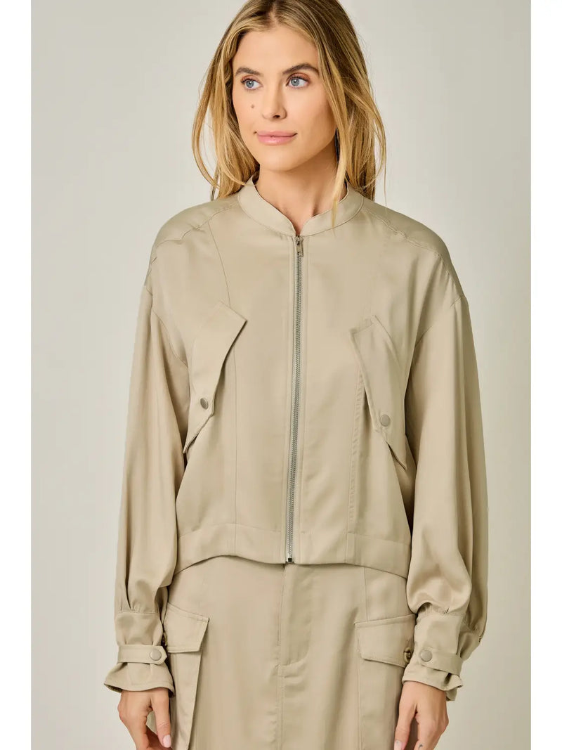 Balloon Sleeve Bomber Jacket
