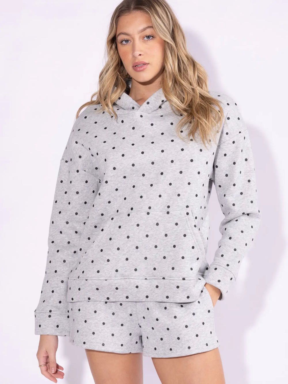 Gray Spot Hoodie Set