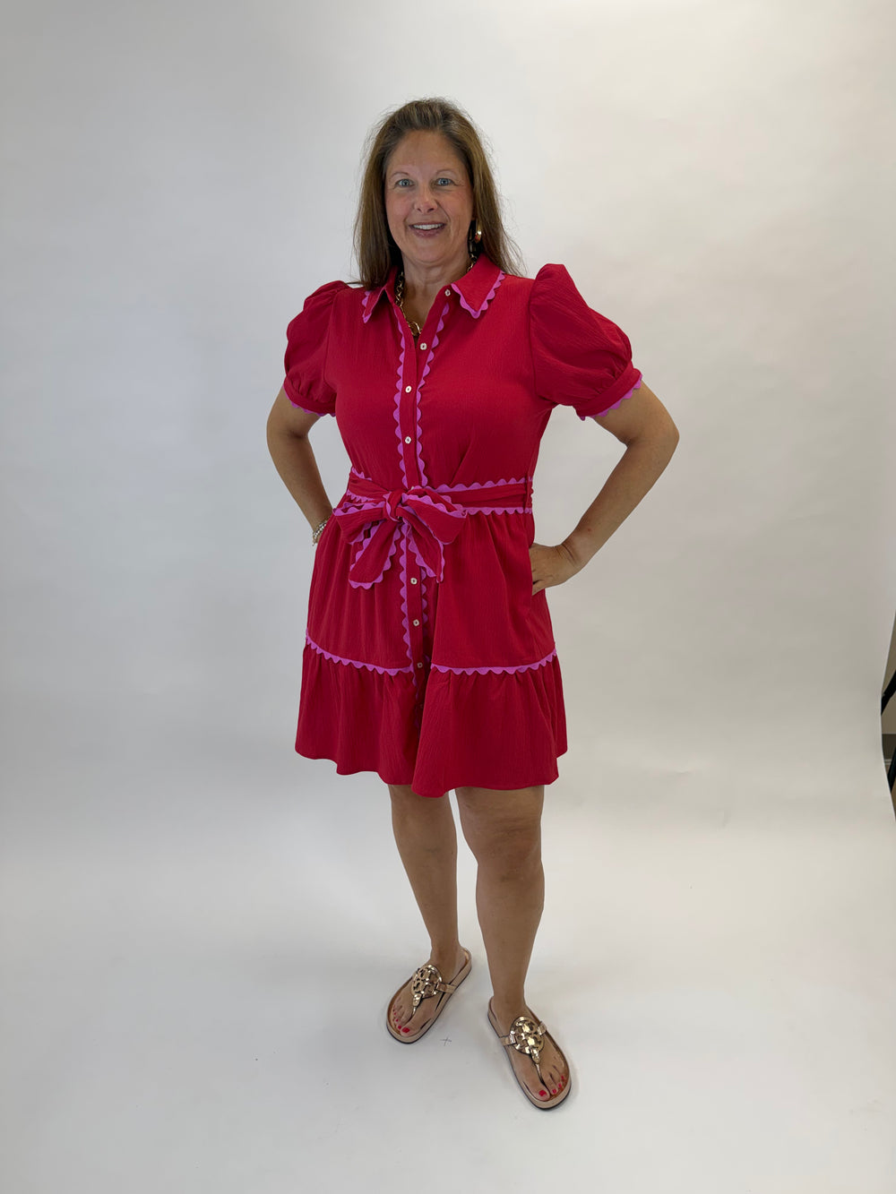 Crimson Scallop Dress