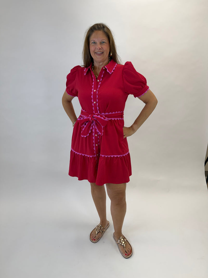 Crimson Scallop Dress