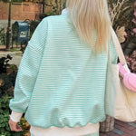 66Stripe Oversize Mock Neck Sweatshirt and Shorts Set (S-XL)