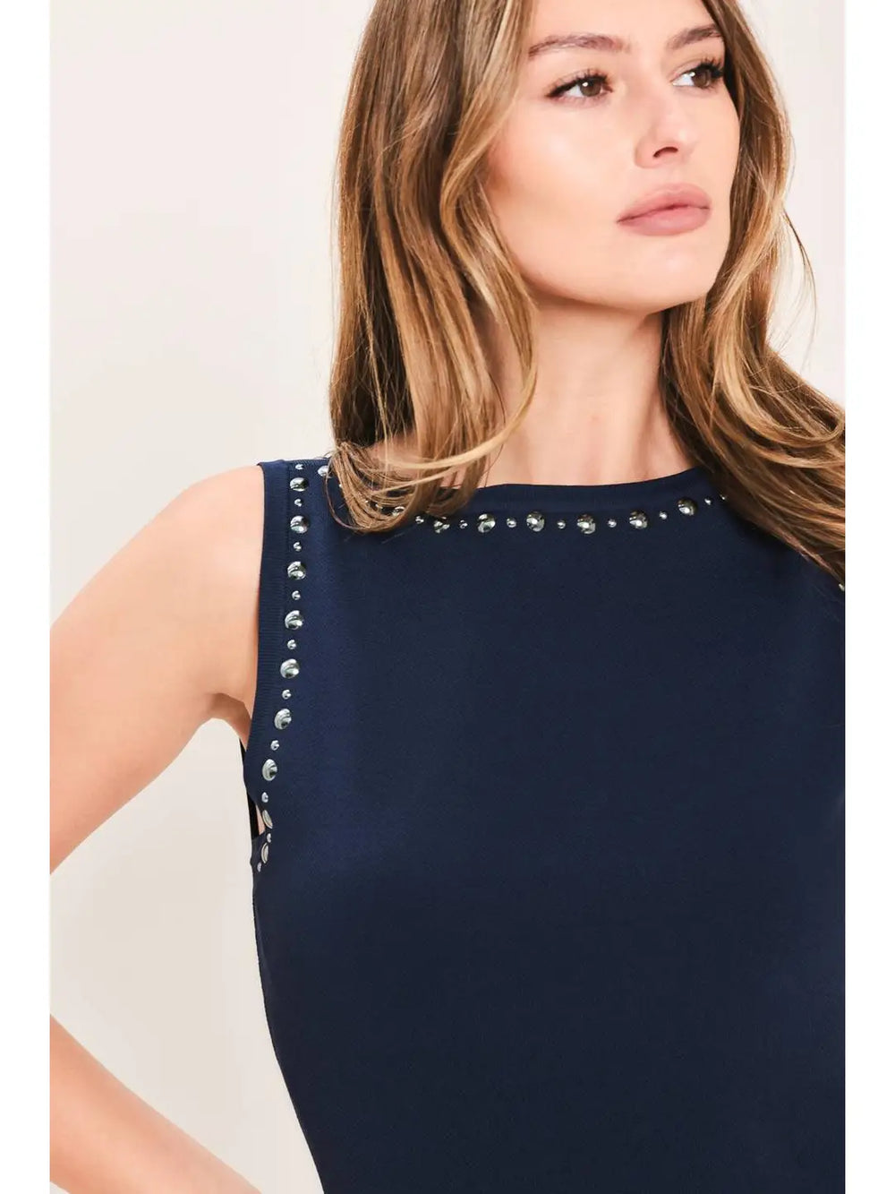 Embellished  In Navy Tank