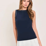 Embellished  In Navy Tank