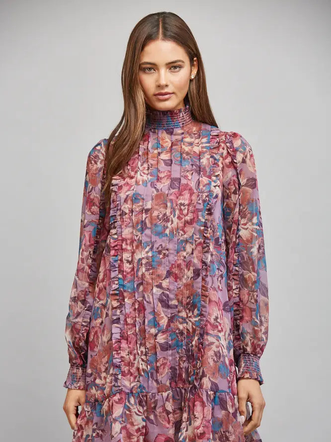Maroon Pleated Dress