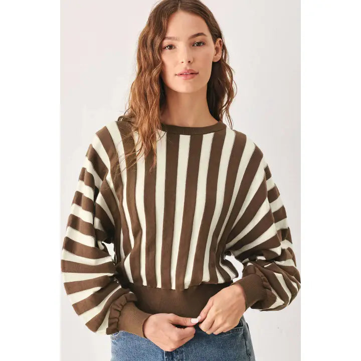 Espresso and Ivory Striped Sweater