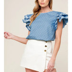 Powder Blue Polka Dot Top