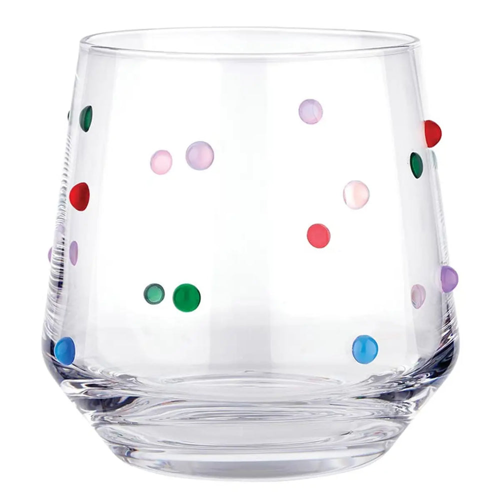 Beaded Stemless Wine Glass