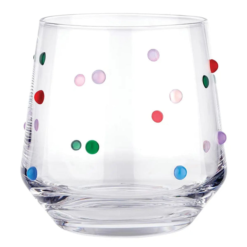 Beaded Stemless Wine Glass