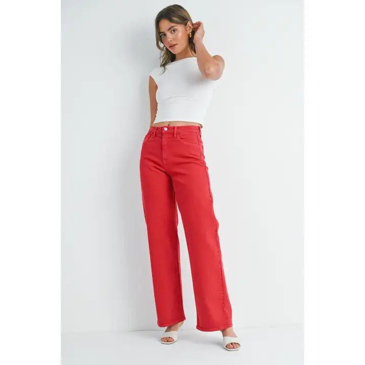 Crimson Comfort Denim