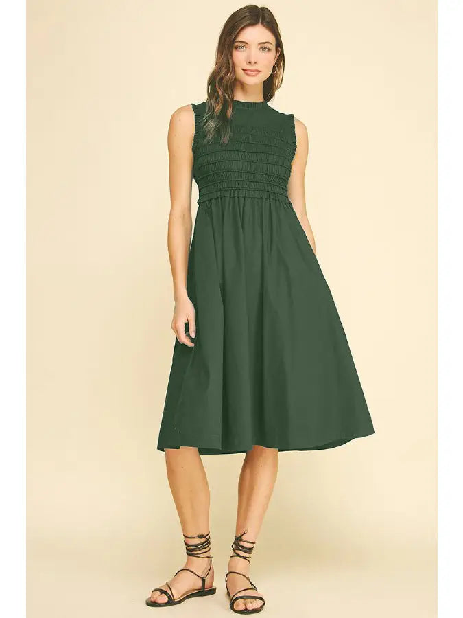 Evergreen Ruffle Midi Dress
