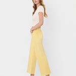HIGH RISE BABY YELLOW COLOR CROP WIDE LEG JEANS T5894BYL
