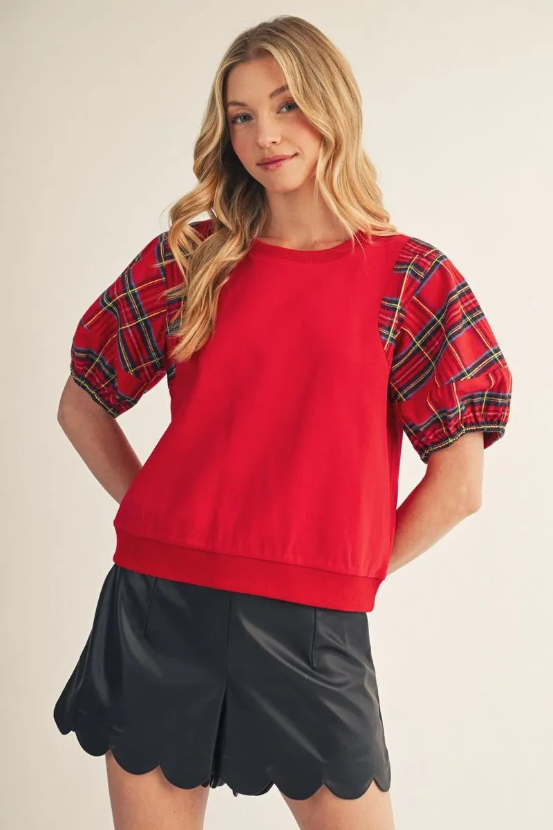 Holly Jolly Puff Sleeve Top