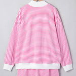 66Stripe Oversize Mock Neck Sweatshirt and Shorts Set (S-XL)