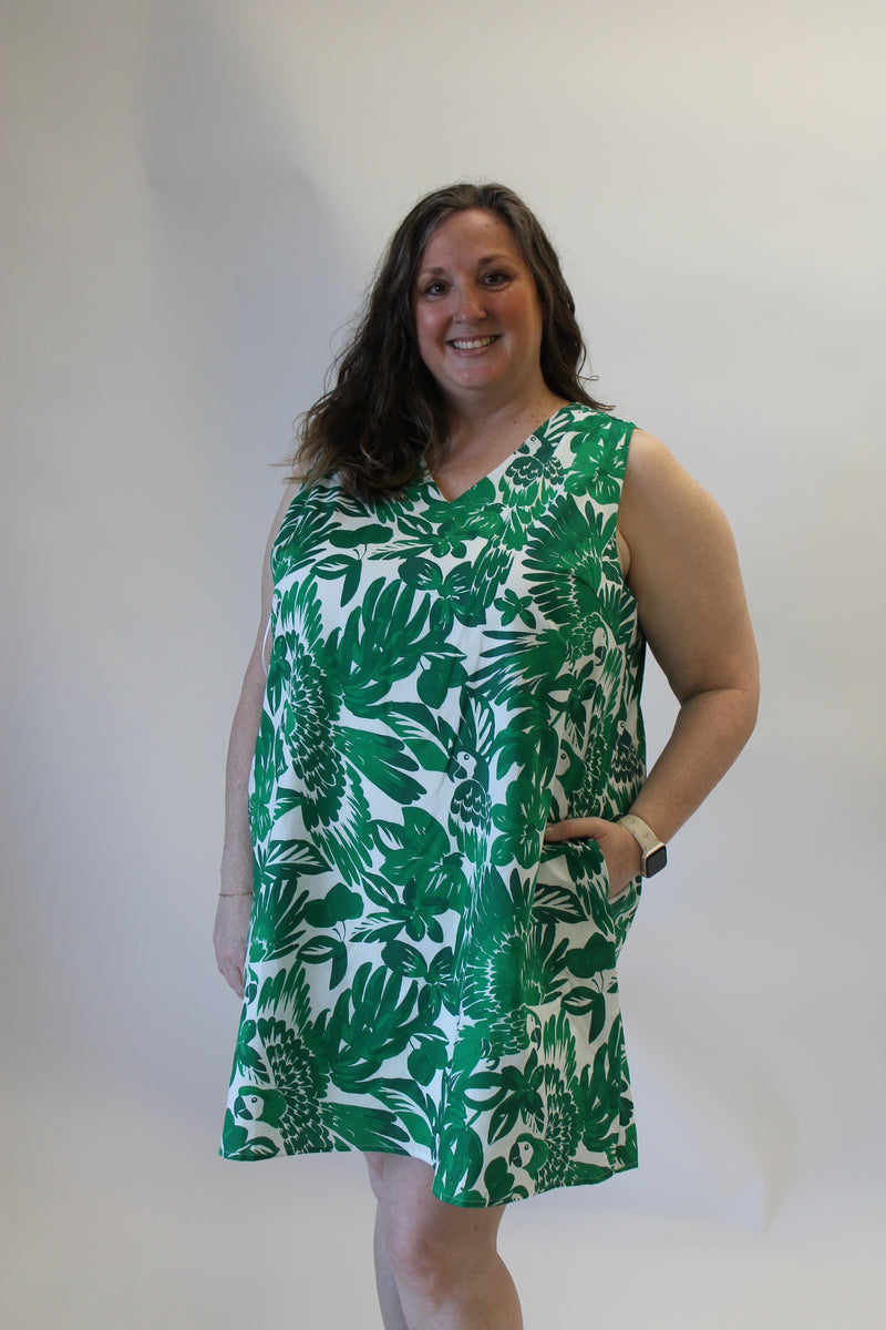 Emerald Tropic Curve Dress
