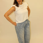 Petal Pleat Wide Leg Denim
