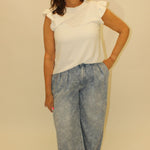 Petal Pleat Wide Leg Denim