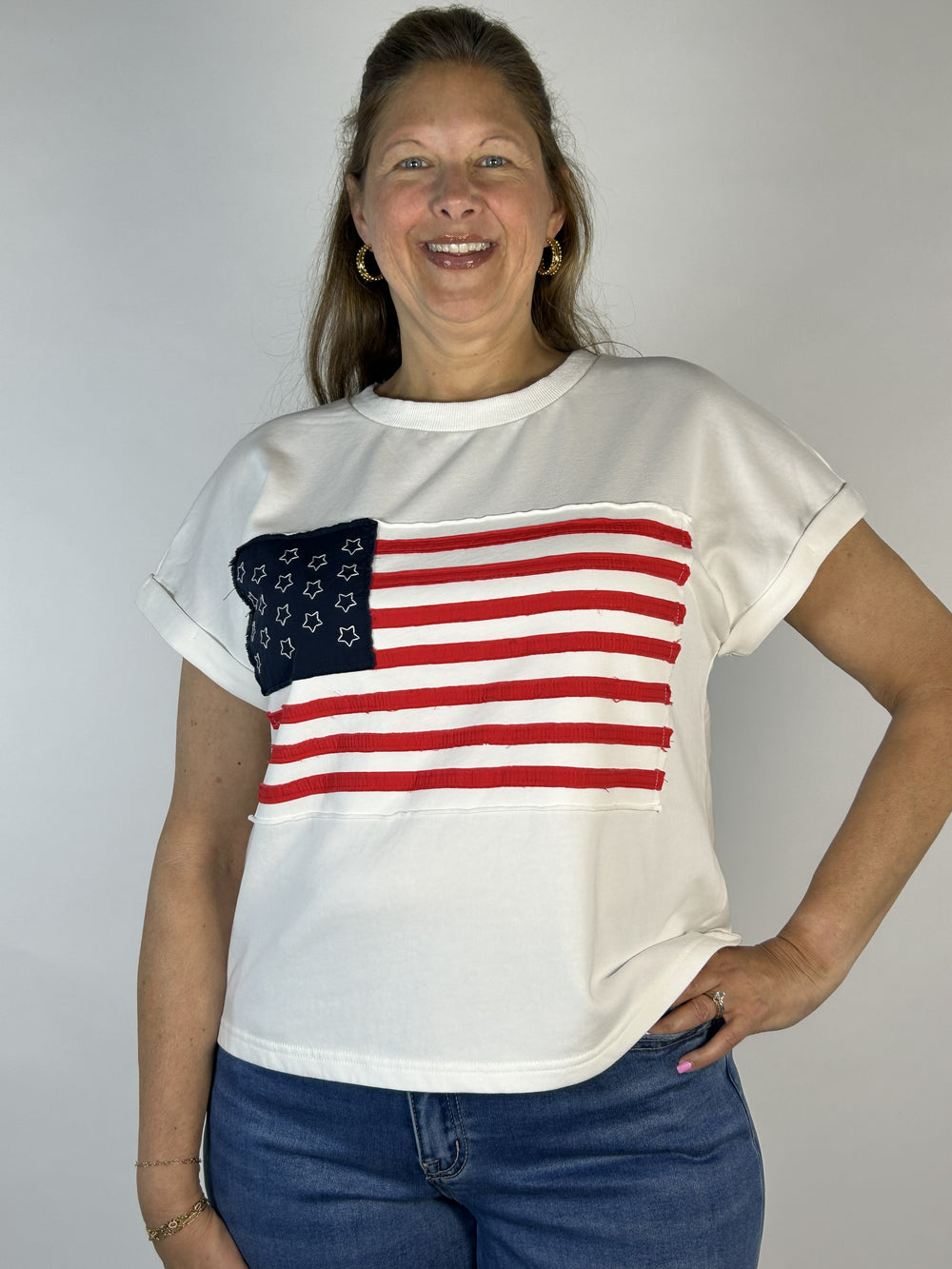Liberty in White Curve Top