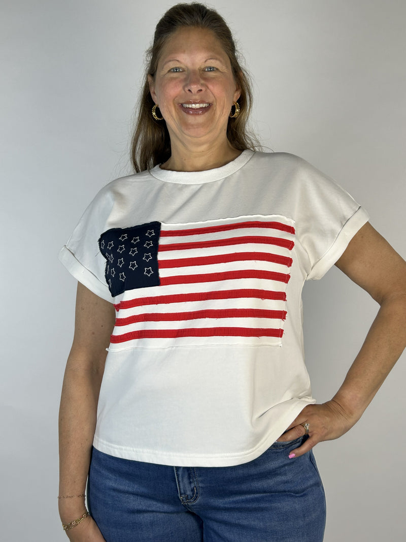 Liberty in White Curve Top