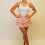 Pink Party Floral Mini Skirt
