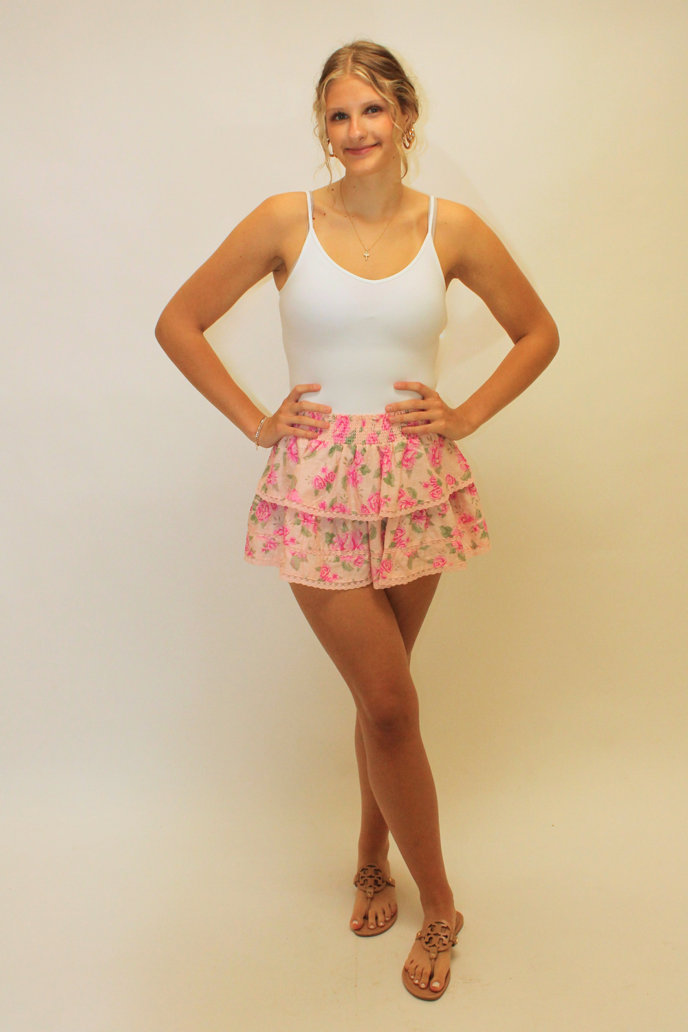 Pink Party Floral Mini Skirt