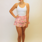 Pink Party Floral Mini Skirt