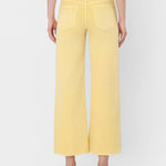 HIGH RISE BABY YELLOW COLOR CROP WIDE LEG JEANS T5894BYL